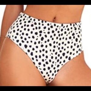 Dalmatian Black Spots Swim BOTTOMS Size L Ruched!